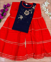 Blue Rayon sequence with handwork Kurti Set